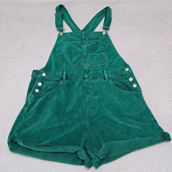 Free People We The Free Ziggy Cord Shortall Emerald Green Corduroy Overalls L - Picture 8 of 9